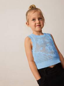 Maija Kids Maija Kids Young Girl Sleeveless Solid Color Fashion Sweater, Suitable For Summer - Blue - View 6