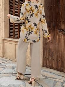 EMERY ROSE Women Two Pieces Outfits For Daily Wear - Khaki - View 2