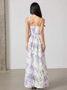 Modelyn Women's Floral Print Ruched Casual Cami Dress - Green - View 5