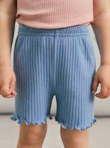 SHEIN Leap Crew 5pcs Young Girl/Girls Casual Solid Color Fitted Knit Shorts Set, Multi-Pack, Versatile For Commute, School, Daily Wear, Vacation, Suitable For Spring/Summer - Multicolor - View 5