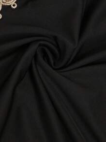 SHEIN LUNE 大码女式黑色修身镂空肩部可调节下摆系带设计休闲百搭短袖 T 恤，适合日常休闲、外出、通勤、街头、约会、派对等场合 - 黑色 - 查看 8