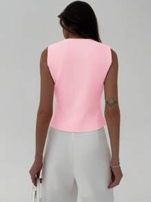 Aloruh V-Neck Sleeveless Solid Color Sweater, Suitable For Spring/Autumn