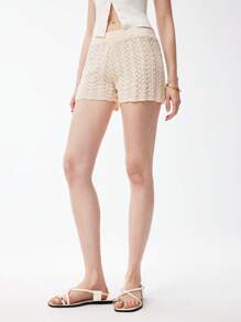 LYSMO Women's Knitted Pattern Vacation Home Shorts - Spring/Summer 2025 New Arrival - White - View 6