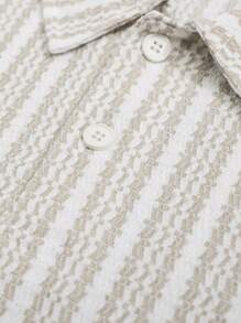 Manfinity Homme Áo thun polo tay ngắn cổ hở nửa sọc thường ngày cho nam, mùa hè - Nhiều màu - Xem 6