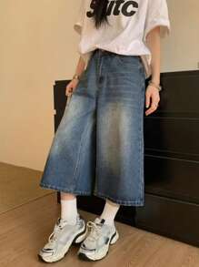 DAZY 女士休闲洗水做旧牛仔短裤 - 藍色 - 查看 5