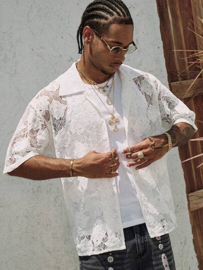 Street Life Chemise jacquard pour hommes, convient pour le port casual, printemps/été