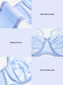 LUVLETTE Plus Woman Full Coverage Lingerie Lounge Curve Support & Breathable Underwire Sexy Unlined Minimizer Lace Elegance Bra Bridal Intimates