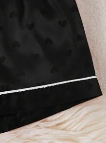 Conjunto de pijama con camiseta de manga corta y pantalones cortos con estampado de corazones de seda sintética para niñas
