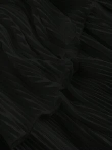 SHEIN MOD 无肩带镂空前星金属装饰多层裙装 - 黑色 - 查看 3