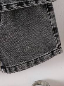 SHEIN 夏季水洗浅蓝色简约时尚男童牛仔套装