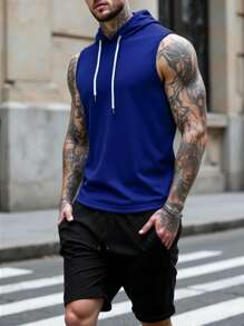 Manfinity Homme Conjunto de camiseta de tirantes y pantalones cortos de moda para hombres, adecuado para el verano