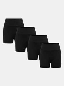 SHEIN Girlism Teen Girls 4-Pack Black Casual/Homewear/All-Match/Sports/Cycling Leggings Versatile Ankle Length Pants, Back-To-School Sports Fashion Summer, School Uniforms - Black - View 6