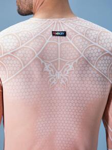 FeverCity Bộ đồ liền thân dài tay họa tiết bướm kỹ thuật số cho nam - Màu be - Xem 6