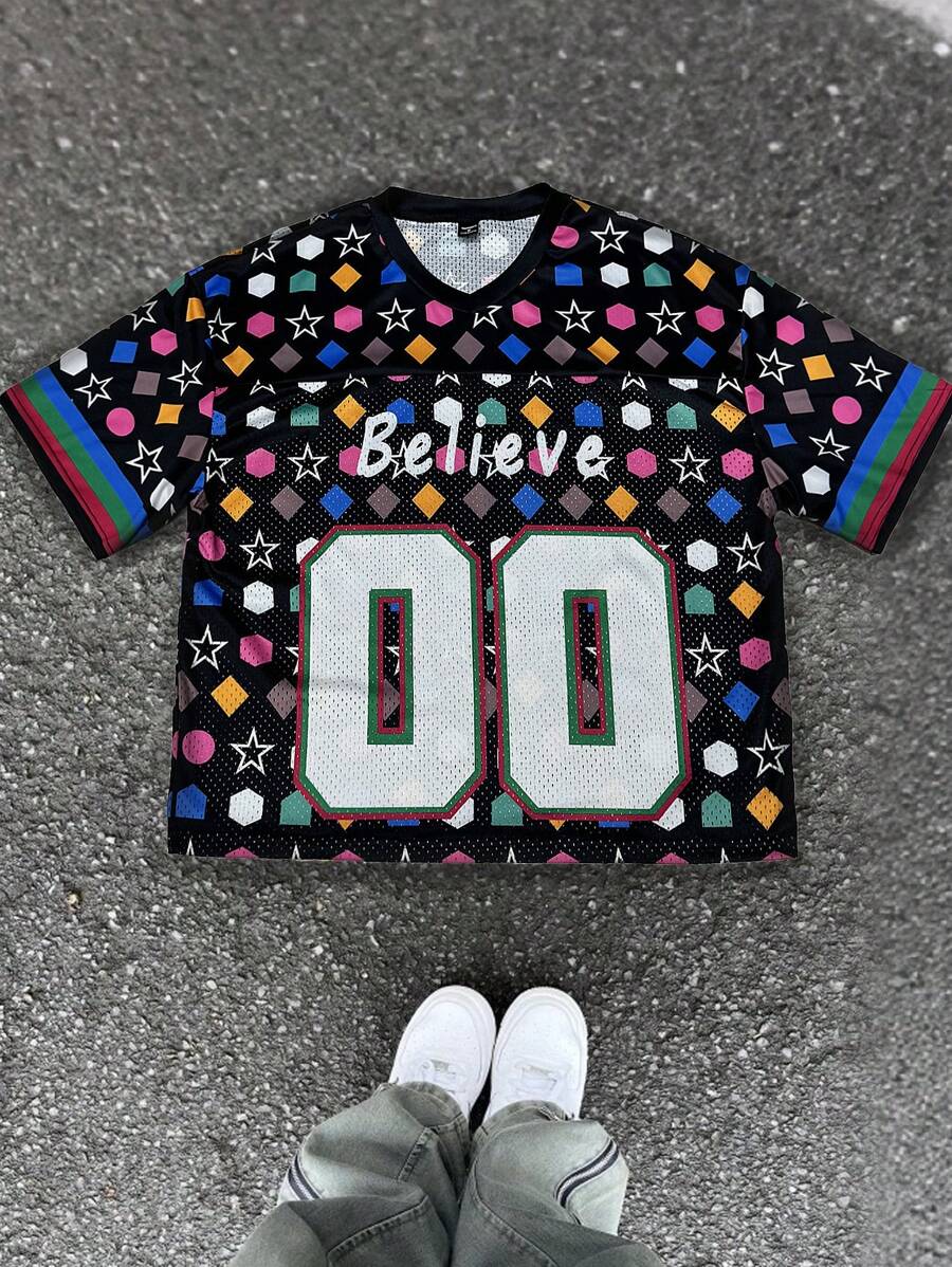 Manfinity EMRG Men's V-Neck Short Sleeve Fashionable T-Shirt, Suitable For Summer - Multicolor - View 1