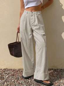 Livesso Summer New Spring Style Loose Casual Solid Color Women Jeans - Light Grey - View 6
