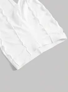 SHEIN MOD 女式弹力荷叶边喇叭裤 - 白色 - 查看 3