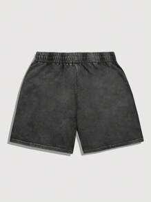 ROMWE MEN Prep 男士夏季休闲水洗字母印花短裤