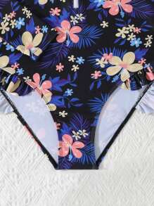 Teen Girls' Fashionable Random Print One-Piece Swimsuit, Suitable For Summer - Multicolor - View 4