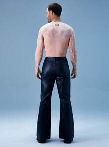 FeverCity Bộ đồ liền thân dài tay họa tiết bướm kỹ thuật số cho nam - Màu be - Xem 3