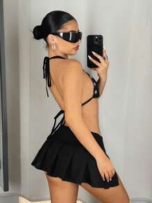 SHEIN ICON Trang phục hai mảnh dành cho phụ nữ mặc hàng ngày - màu đen - Xem 2