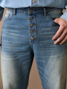 Manfinity NXTstreet Vintage Loose Fit Men's Denim Jeans, Fashionable Summer Pants - Blue - View 2