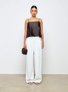 AiiRZ Top de satén con espalda drapeada - Café integral - Ver 3