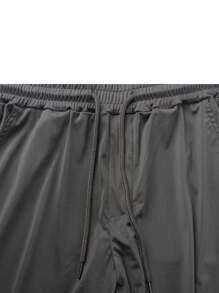 Manfinity Homme Dark Grey Men's Drawstring Waist Skinny Jogger Pants,Solid Color Casual & Stylish Cargo Men Clothes,Autumn Streetwear Gym Joggers For Men - Dark Grey - View 7