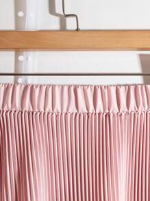SHEIN Clasi Gonna elegante con vita elastica, colore unito, decorazione floreale 3D, taglie comode