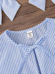 Emery Rose Kids Emery Rose Kids Tween Girls Woven Plaid Round Neck Top And Woven Shorts 2 Pieces Casual Set - Baby Blue - View 3