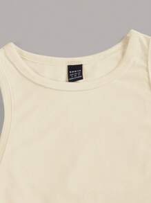 SHEIN Essnce 女士纯色休闲圆领短款背心，百搭夏季穿着