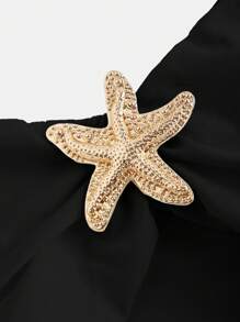 SHEIN MOD 无肩带镂空前星金属装饰多层裙装 - 黑色 - 查看 4