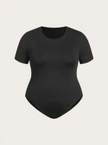 SHEIN EZwear 3pcs Black Plus Size Bodysuit Set - Black - View 6