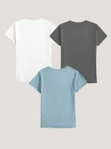 INAWLY 3 件套女式心形和字母 ECG 图案 T 恤，休闲短袖上衣图案 T 恤女式上衣