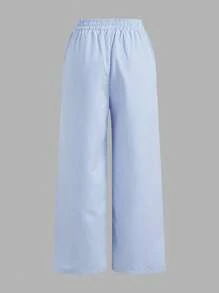 SHEIN EZwear 2 Stücke/Set sommerliche neue gewascheneBaumwoll-Streifen-Loose Hosen