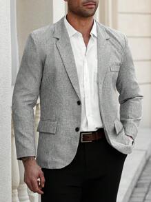 Manfinity Mode Plus Size Men's Casual Office Linen Look Blazer, Mens Casual Blazer, Men Casual Suit