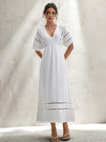 CLARA VERO Women Solid Color Pleated Long Sleeve Dress