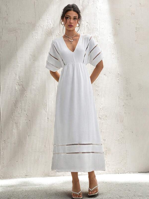 CLARA VERO Vestido de manga larga plisado de unicolor para mujer