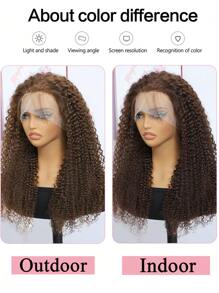 Kinky Curly 360 Lace Front Wigs Human Hair Chocolate Brown #4 Colored Lace Frontal Human Hair Wig Pre-Plucked With Baby Hairs