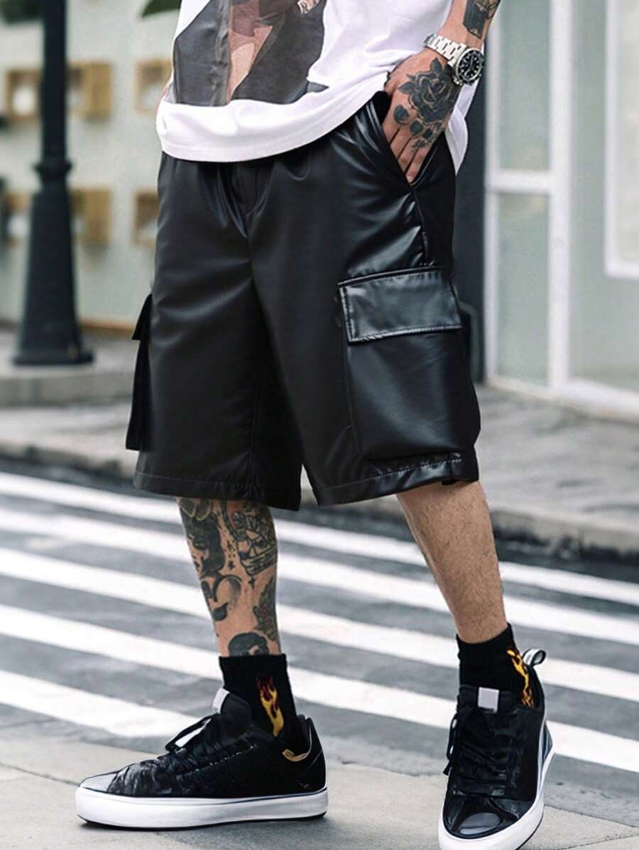 Manfinity EMRG Shorts casuales con bolsillos cargo y cordón en la cintura de Manfinity Streetrush para hombres, shorts de estilo urbano y hip-hop, regalos para novio
