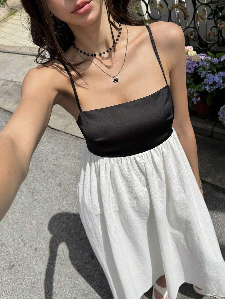 SHEIN EZwear Vestido largo con tirantes de verano para mujer, moda adecuada para el verano - Multicolor - Ver 1