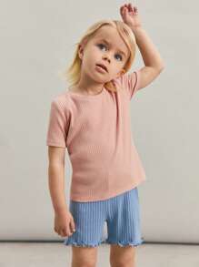 SHEIN Leap Crew 5pcs Young Girl/Girls Casual Solid Color Fitted Knit Shorts Set, Multi-Pack, Versatile For Commute, School, Daily Wear, Vacation, Suitable For Spring/Summer - Multicolor - View 6