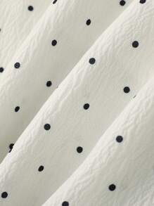 Franclia Quần ống rộng ren nơ chấm bi tương phản tối giản cho nữ - Màu be - Xem 4