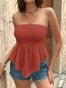Serisse Women's Solid Color Strapless Vacation Casual Crop Top