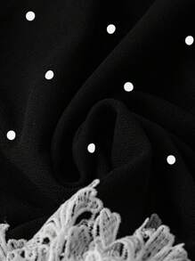 DreamSkyne 大码女式优雅休闲度假蕾丝圆点 A 字裙 - 黑色 - 查看 4