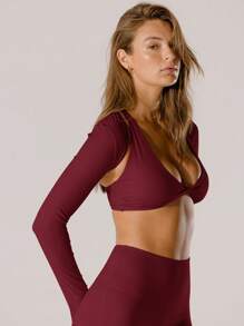 Aralina Leisurewear Crop Active Shrug With Thumb Detail And Bag