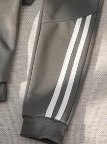 SHEIN Chàng trai trẻ Xám Sọc Thể thao & Giải trí Đúng mốt Quần Chạy bộ , Thích hợp Cho mùa hè Và Mùa thu - Xám - Xem 3