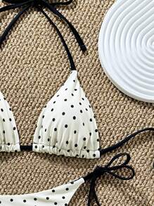 Swim Mod 2025年新款女士随机印花三角比基尼套装，性感夏季沙滩度假休闲泳装