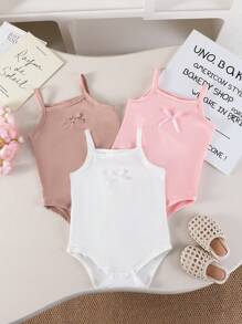 SHEIN 3件套女婴甜美可爱三色休闲连体衣，夏季 - 彩色 - 查看 5