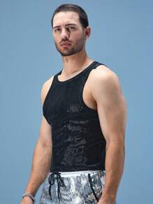 FeverCity Camiseta de tirantes casual y ajustada con cuello redondo para hombres, de verano