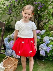 LMoss Kids Set de 2 piezas de niña joven: camiseta de cuello redondo con volantes de unicolor y falda con dobladillo de tulipán